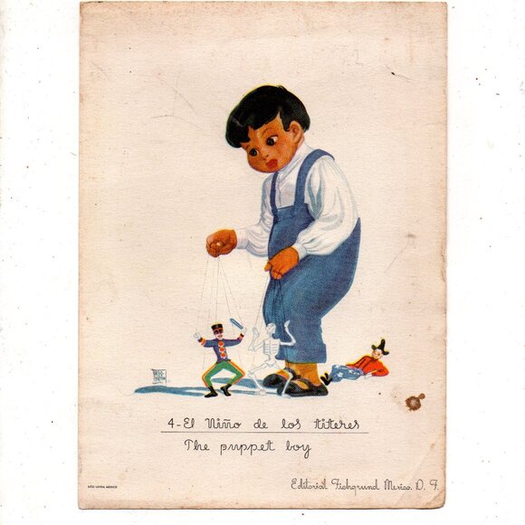 Framed Color Illustration - The Puppet Boy - Picture 2 of 2